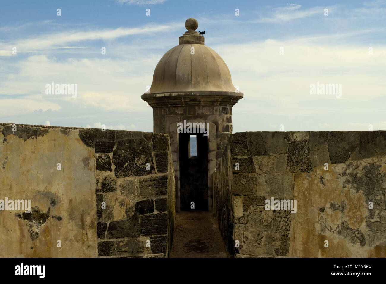 Sentry Box at Morro Castle Old San Juan, Puerto Rico Stock Photo