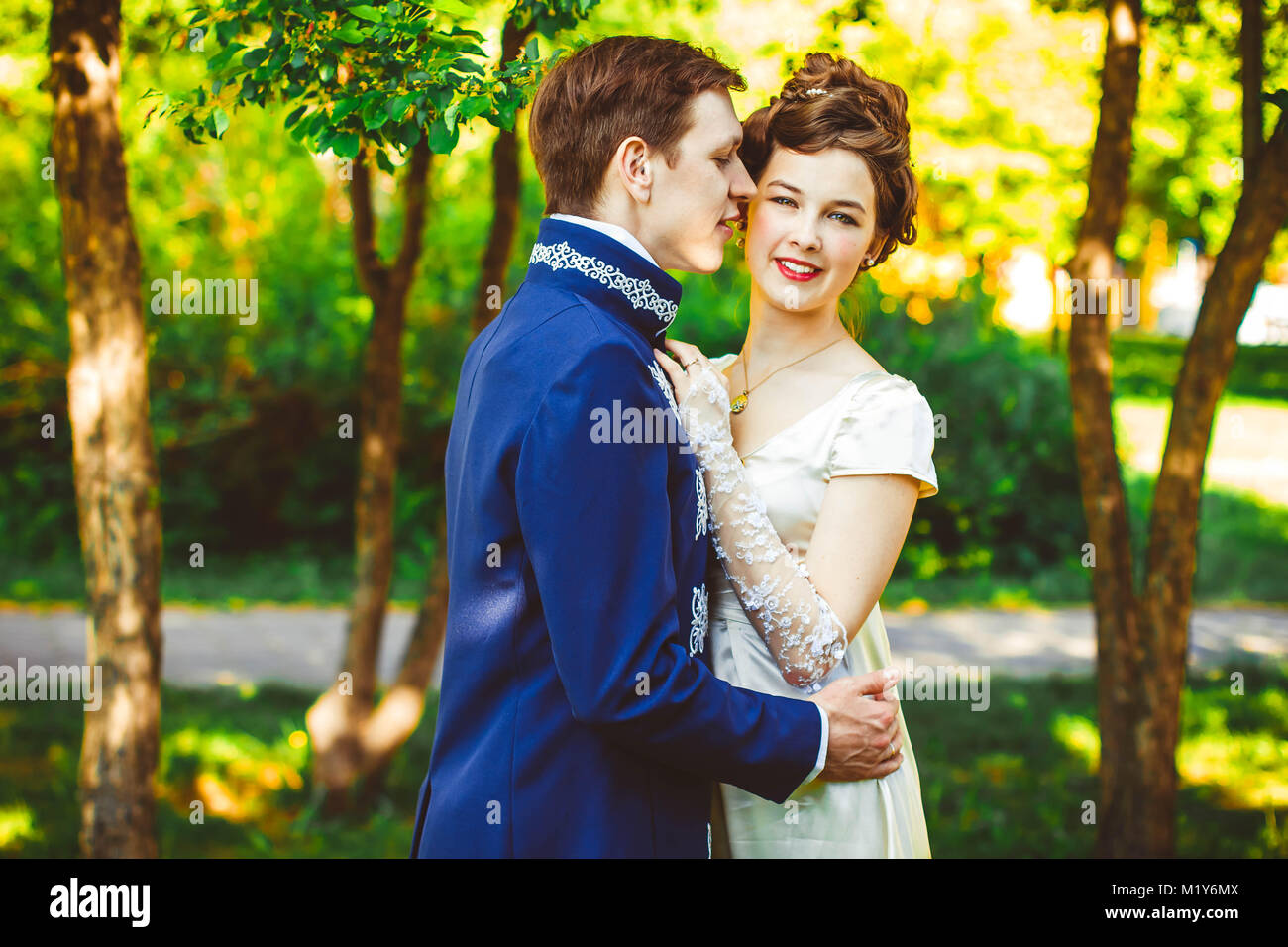 These romantic happy moments of wedding couple Stock Photo - Alamy