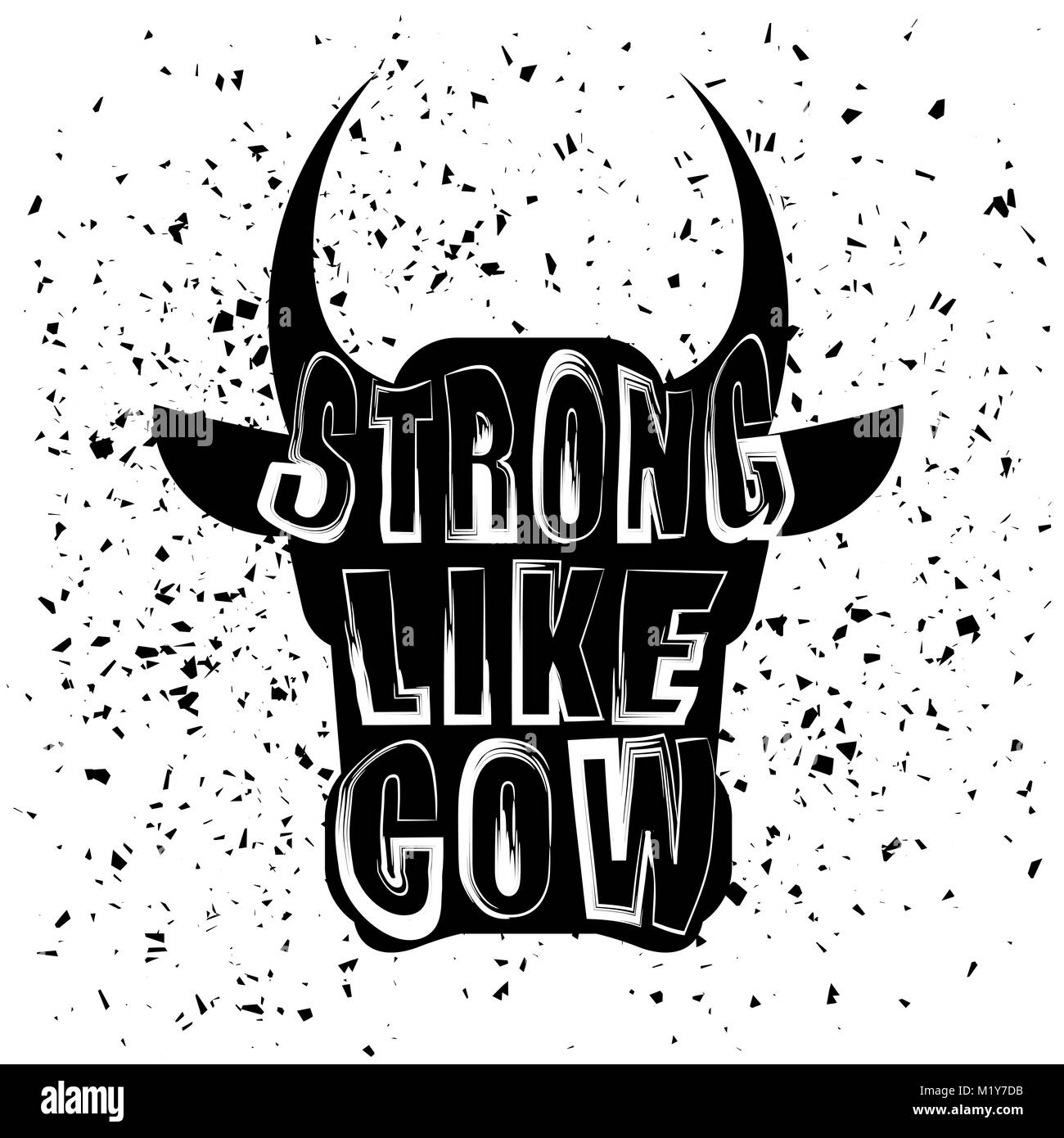 Cow Head Silhouette and Lettering Stock Vector