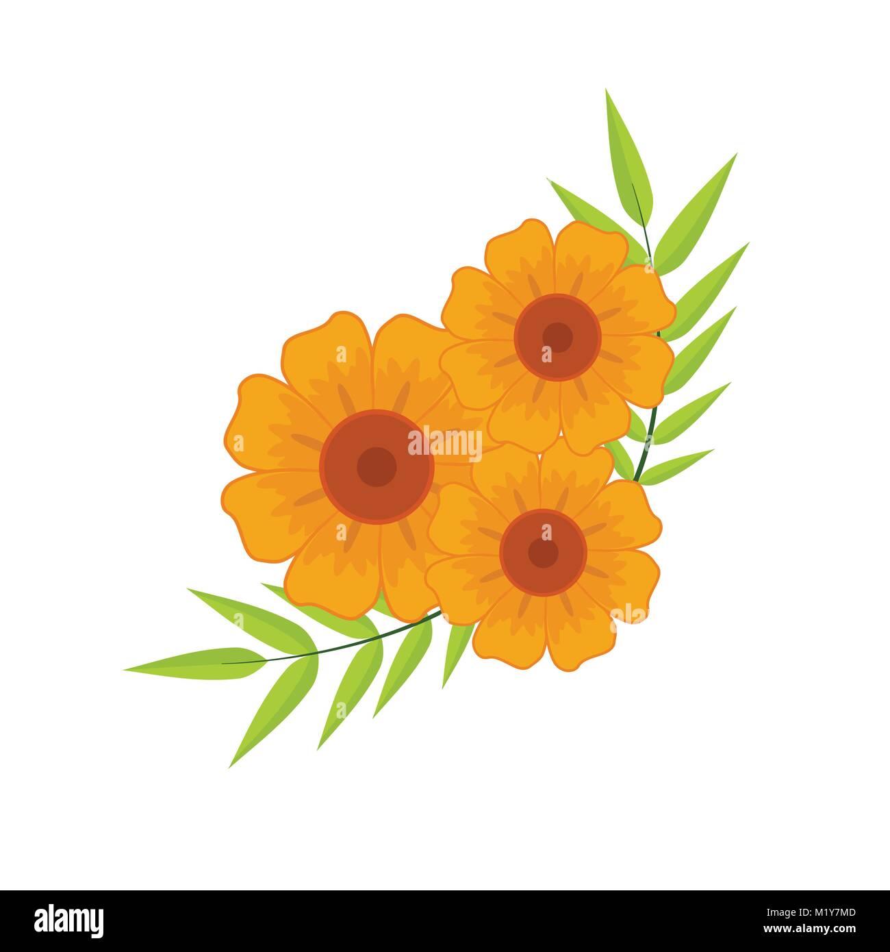 Decorative Yellow Flower Illustration Vector Graphic Design Stock