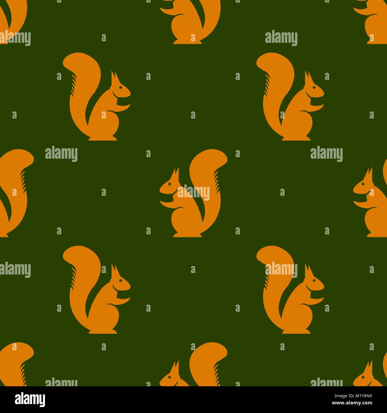 Orange Squirrel Seamless Pattern Stock Vector