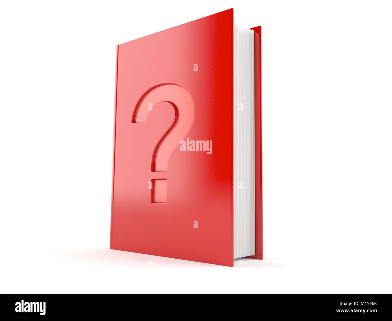 Book with question mark isolated on white background Stock Photo - Alamy