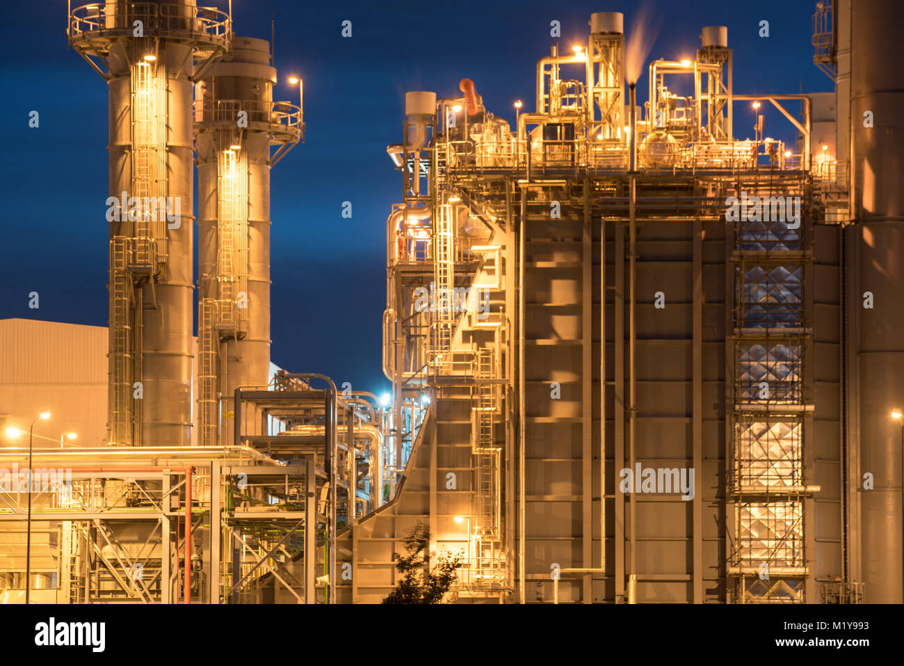 close up / Oil and gas refinery industry Factory at sunset Stock Photo