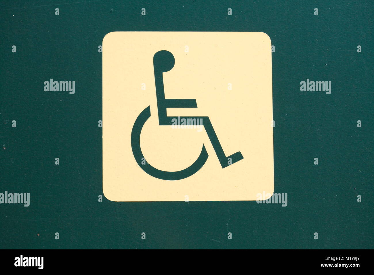 Road sign Disabled person with green background Stock Photo - Alamy