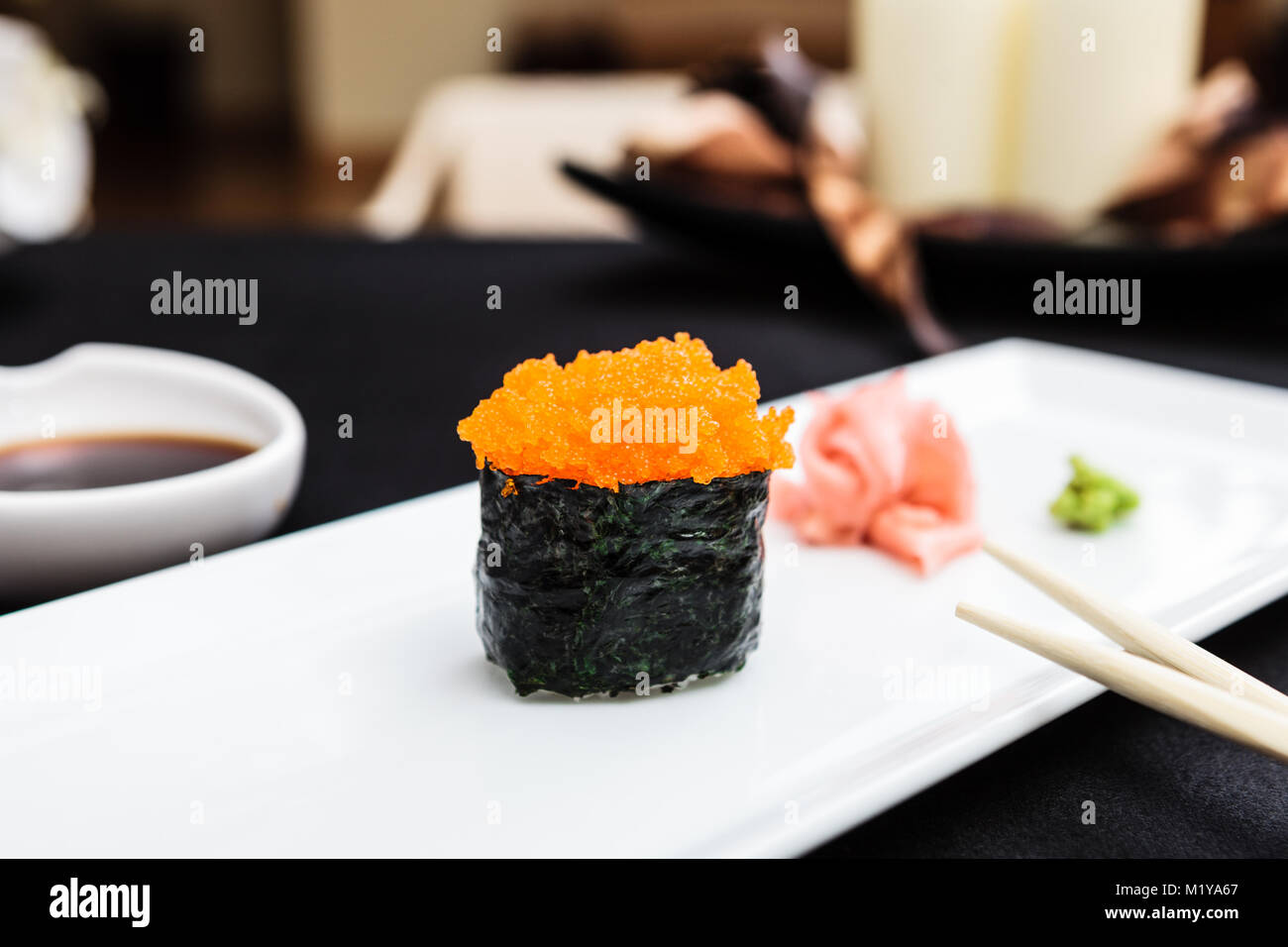 Flying fish roe masago served on a plate Stock Photo Alamy