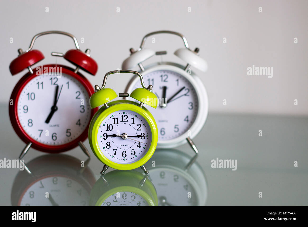 Group of alarm clocks. Time flies Stock Photo Alamy
