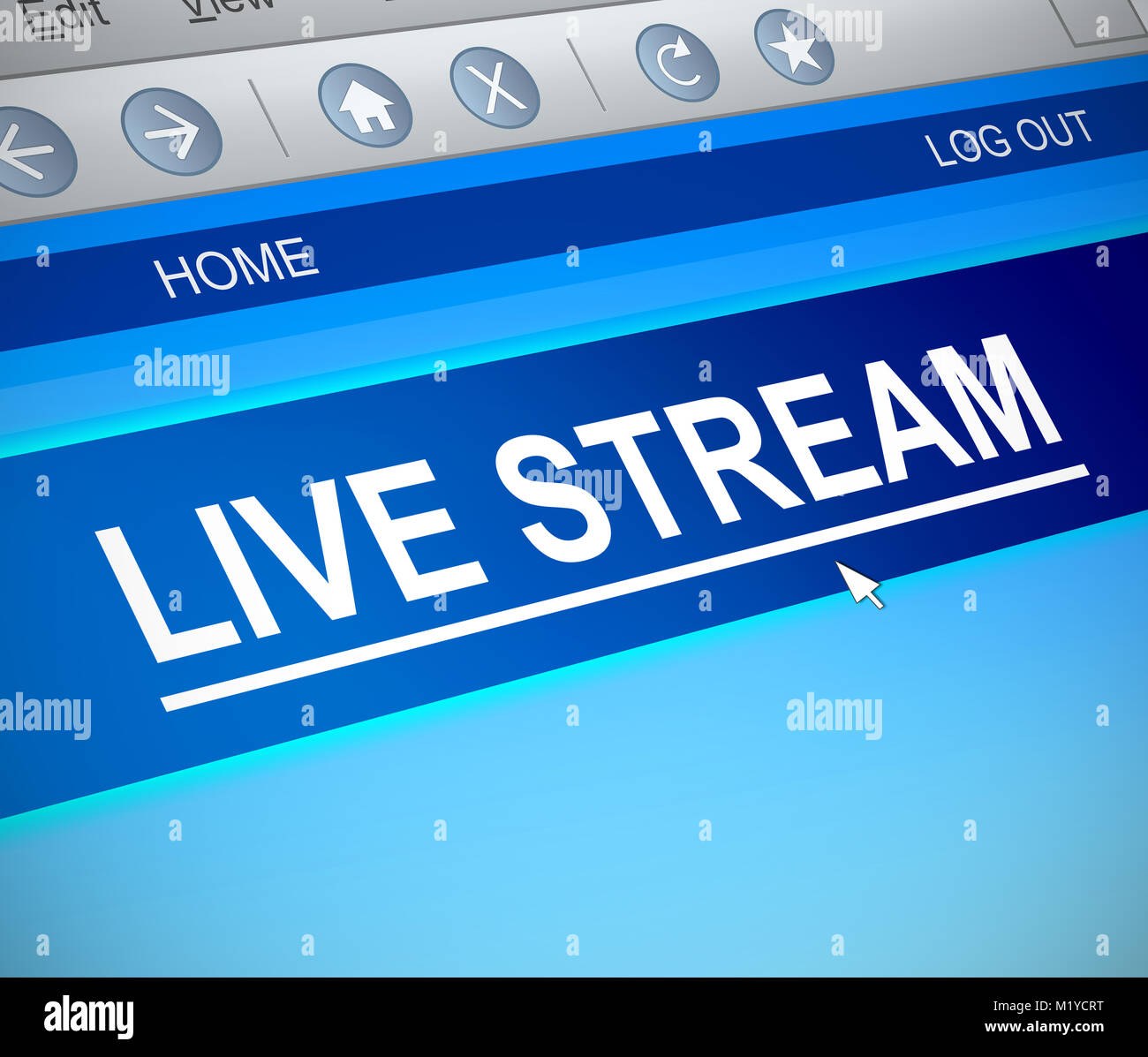 3d Illustration depicting a computer screen capture with a live stream