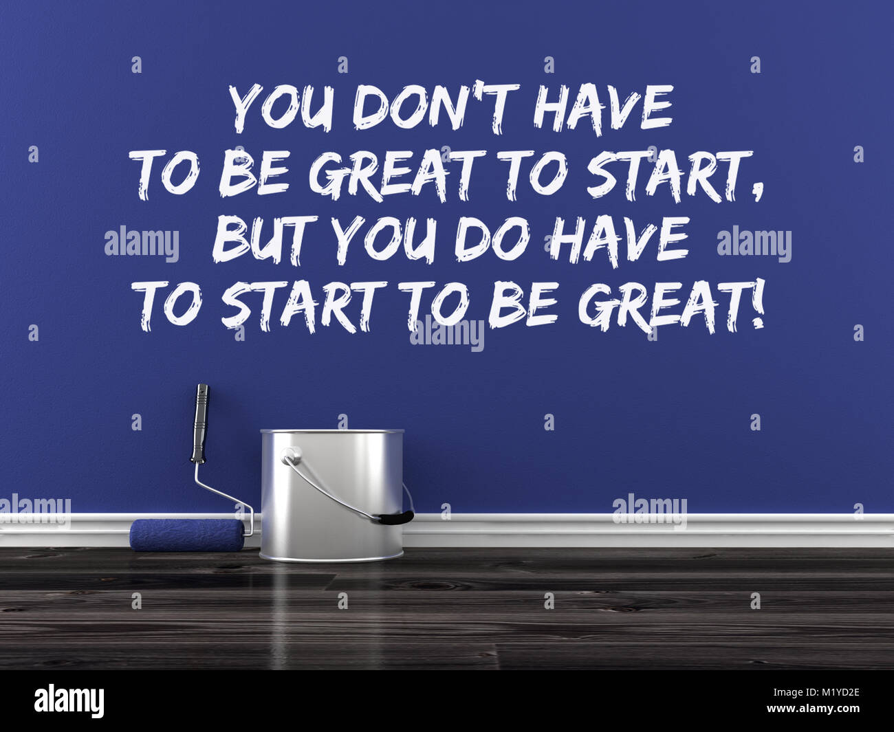 Inspirational quote on wall. You don’t have to be great to start, but