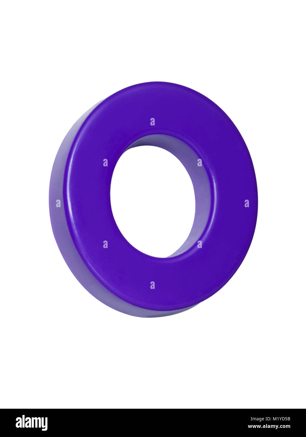 A cut out shot of a purple plastic letter 'O' Stock Photo