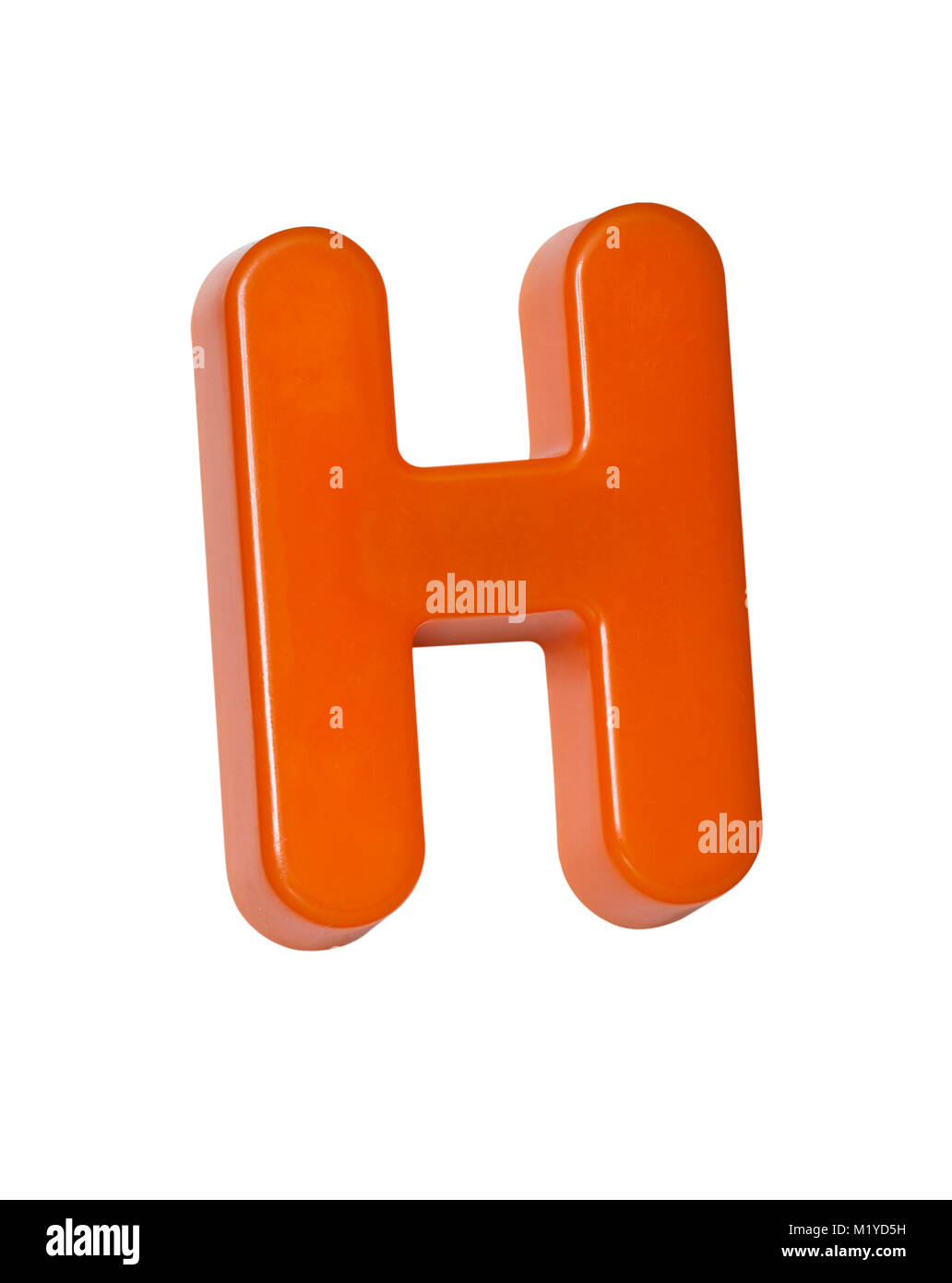 A cut out shot of an orange plastic letter 'H' Stock Photo