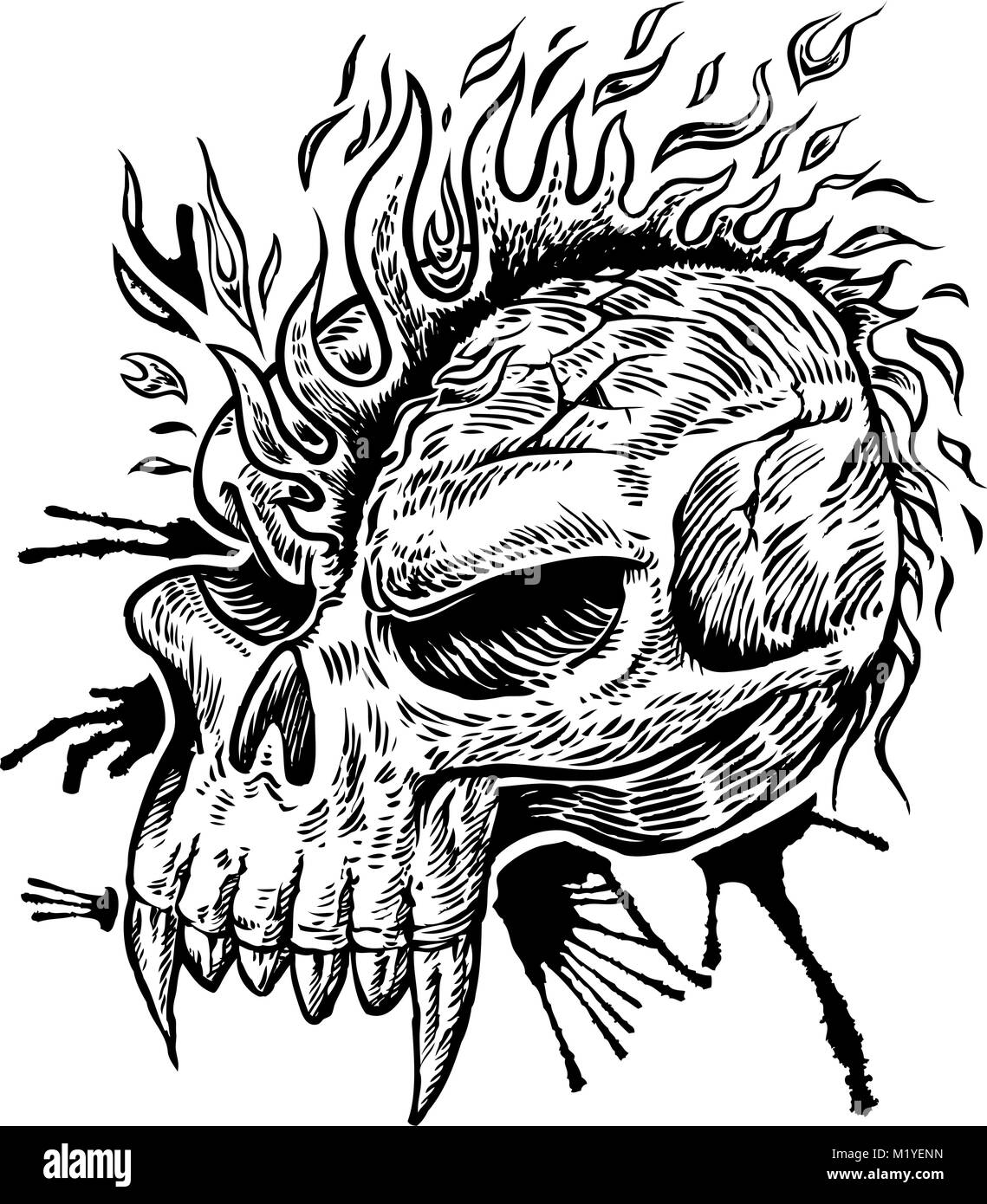 Featured image of post Flaming Skull Drawings In Pencil
