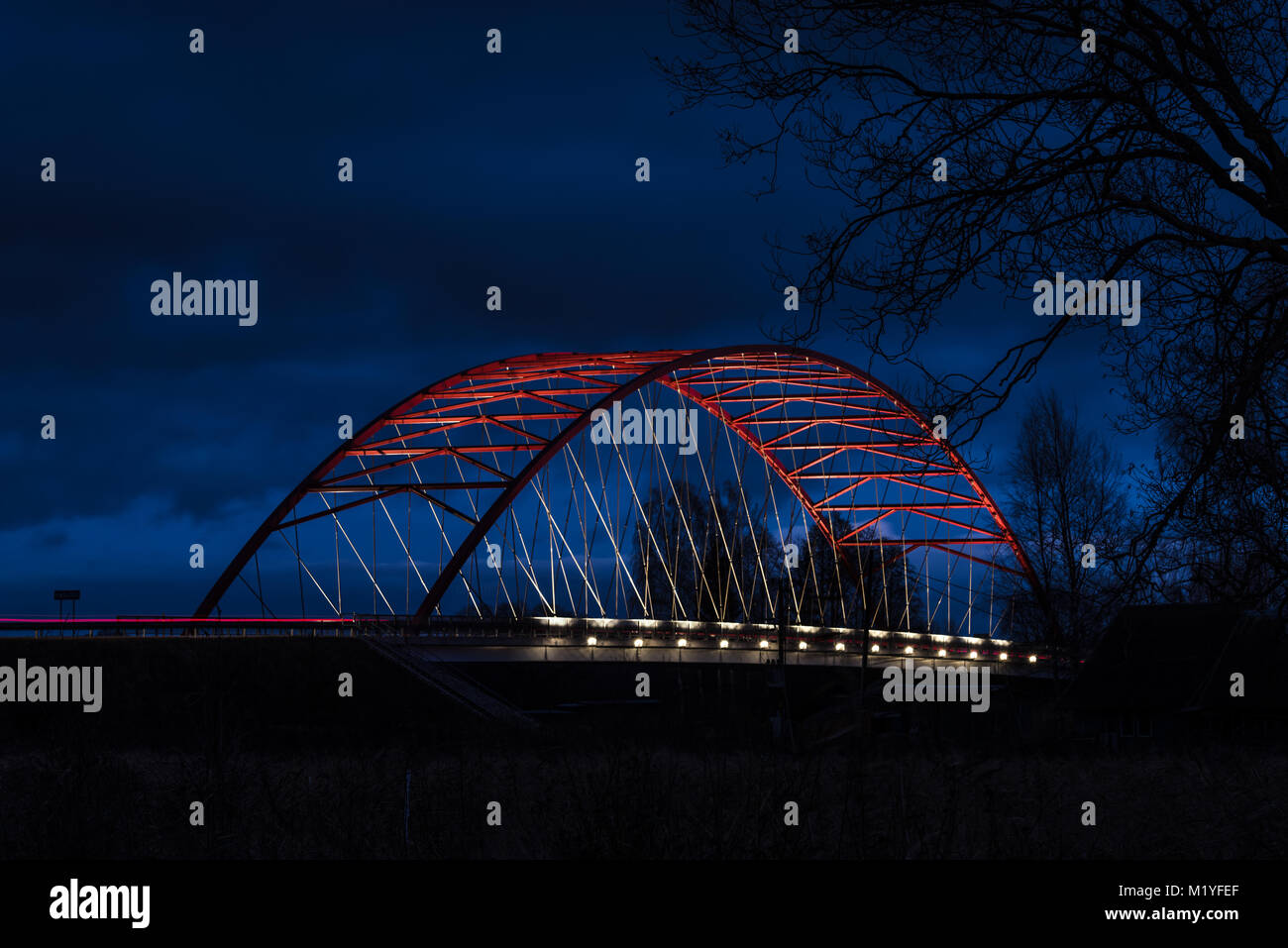 BRIDGE OF RANNU-JÕESUU, Estonia, nigh photo Stock Photo