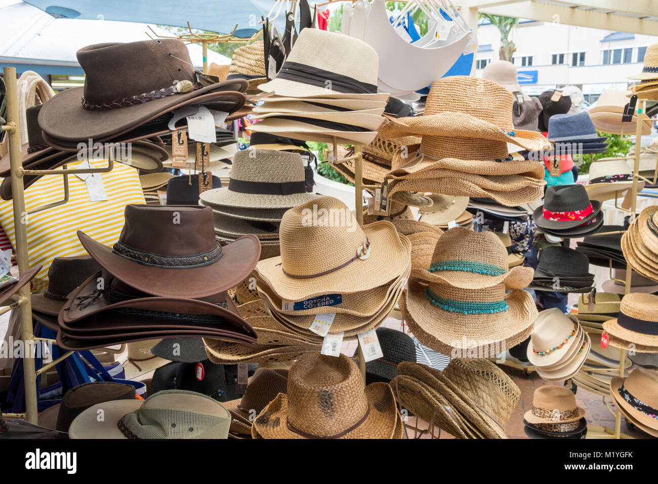 Australian made hats for sale in Port Douglas, Stock Photo - Alamy