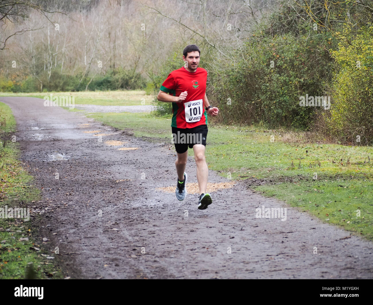 A runner taking part in a off raod, trail race Stock Photo