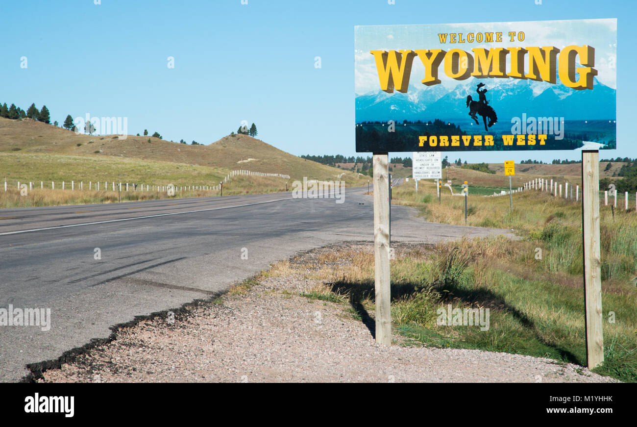 To Wyoming Sign High Resolution Stock Photography and Images