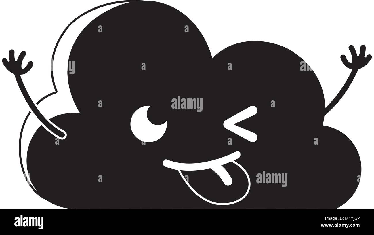 silhouette funny natural cloud weather kawaii Stock Vector Image & Art ...