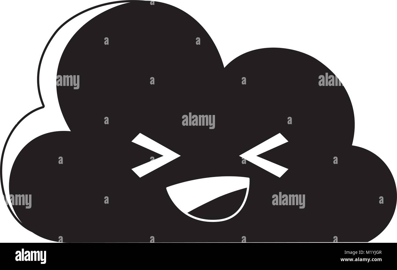 silhouette happy natural cloud weather kawaii Stock Vector Image & Art ...