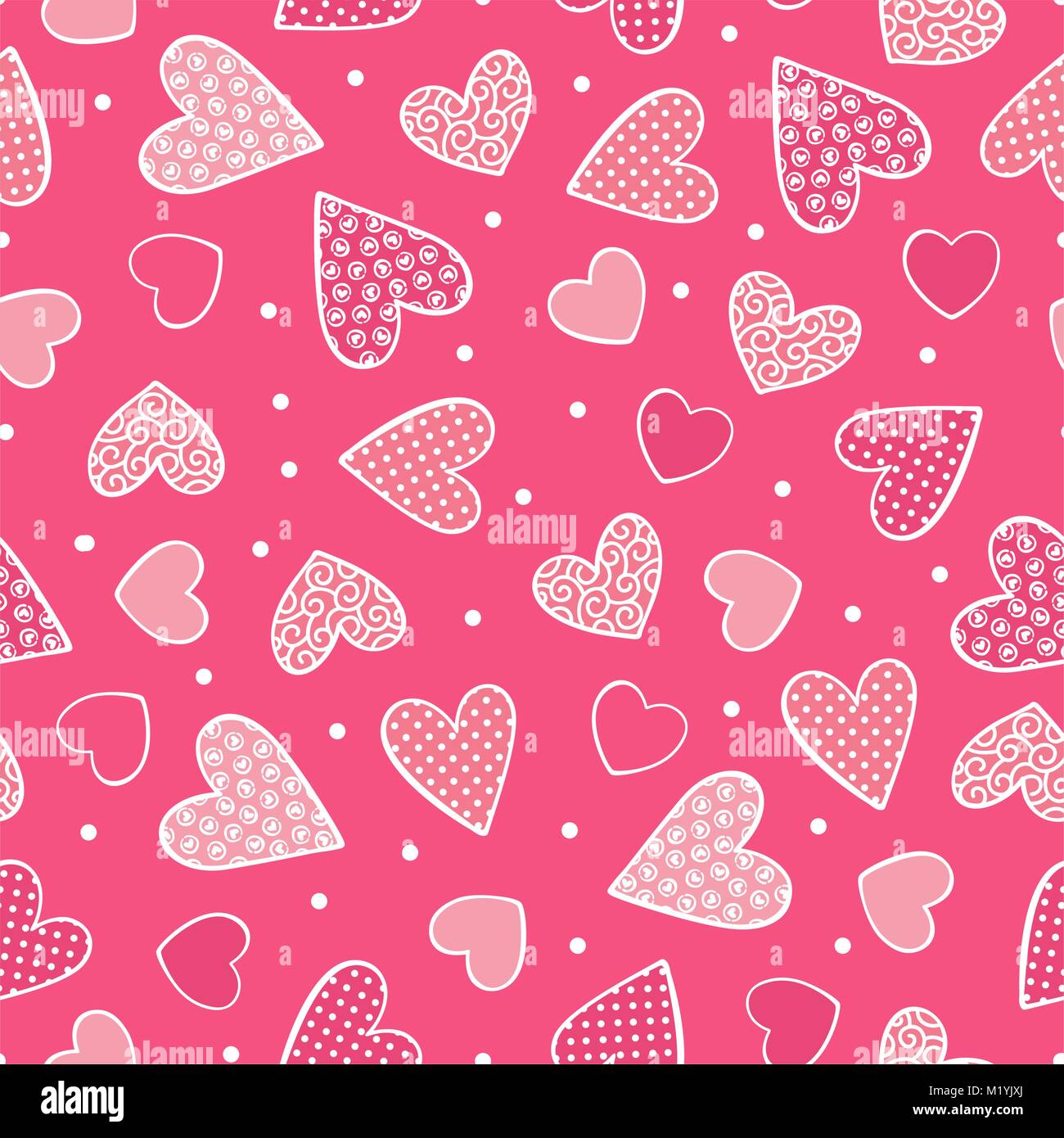 seamless pattern with sweet hearts and dots. Vector repeating ...
