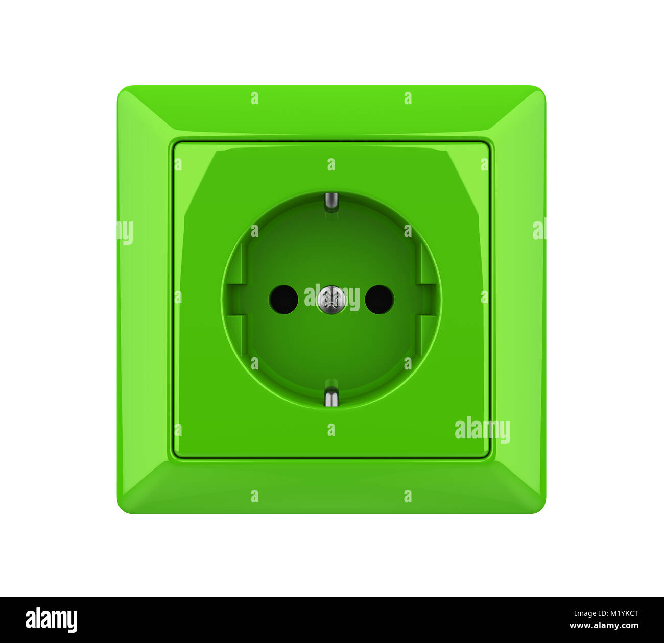 Green Electric Socket Isolated Stock Photo
