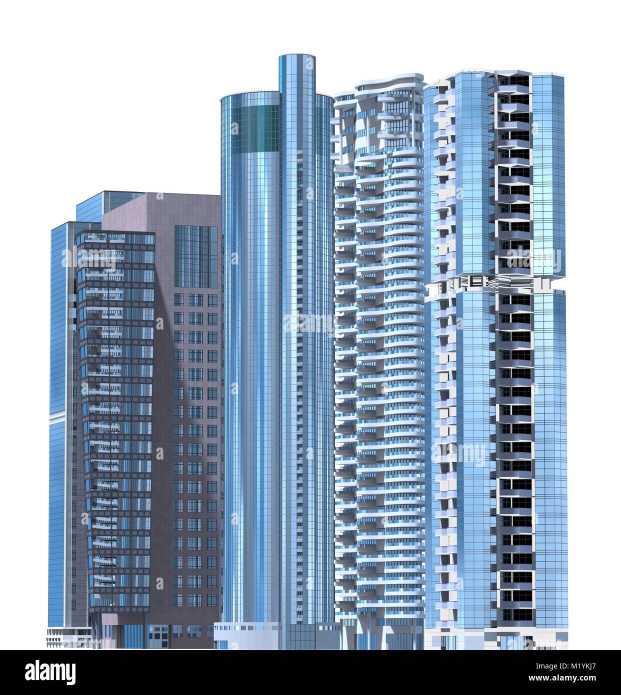 Skyscrapers isolated on white background 3D Illustration Stock Photo ...