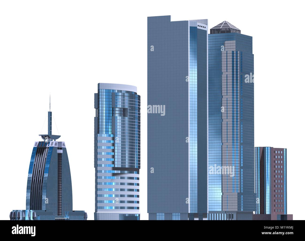 Skyscrapers isolated on white background 3D Illustration Stock Photo ...