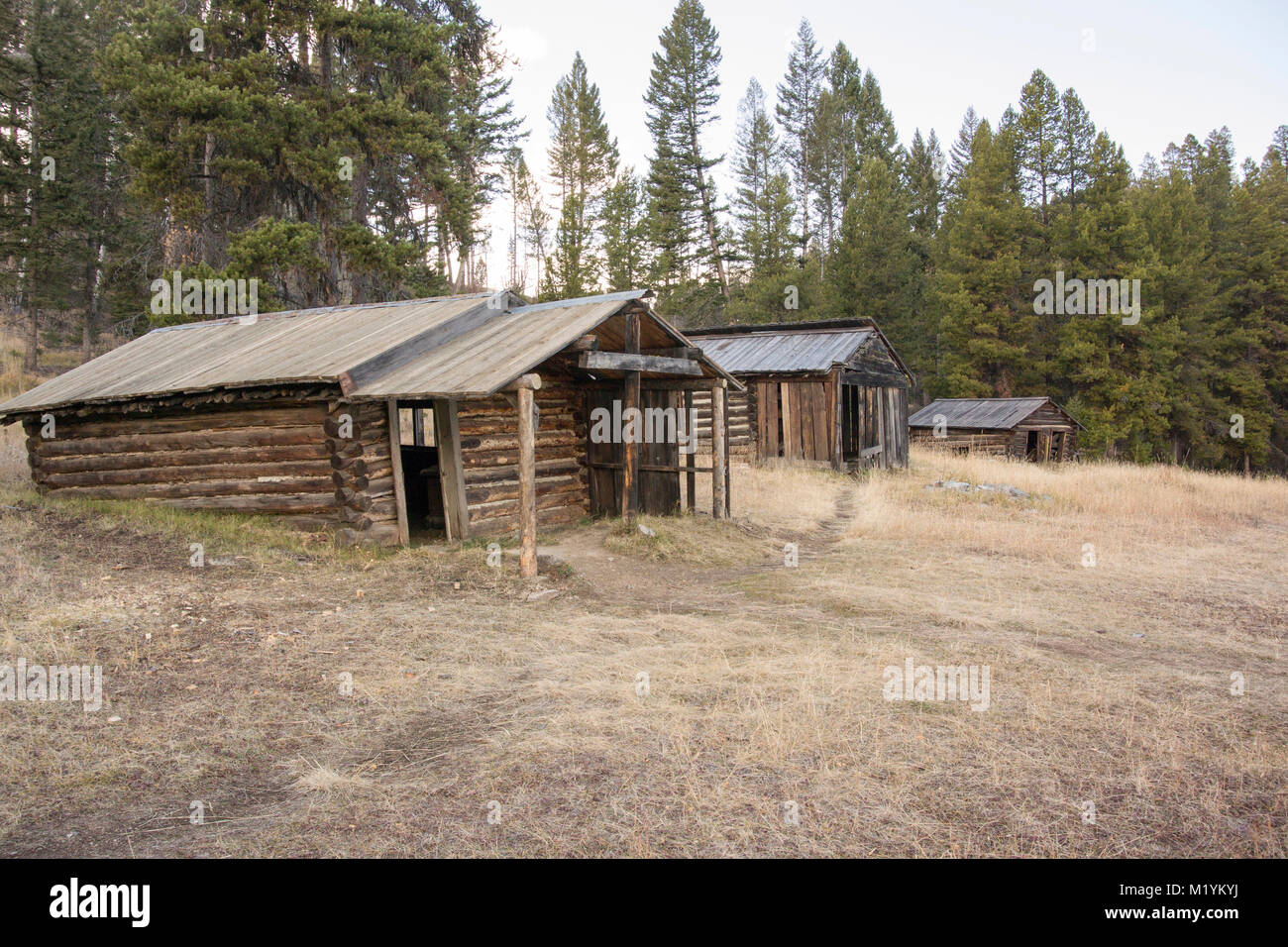 Abandoned wooden cabins at the Ghost Town, on Bear Gulch