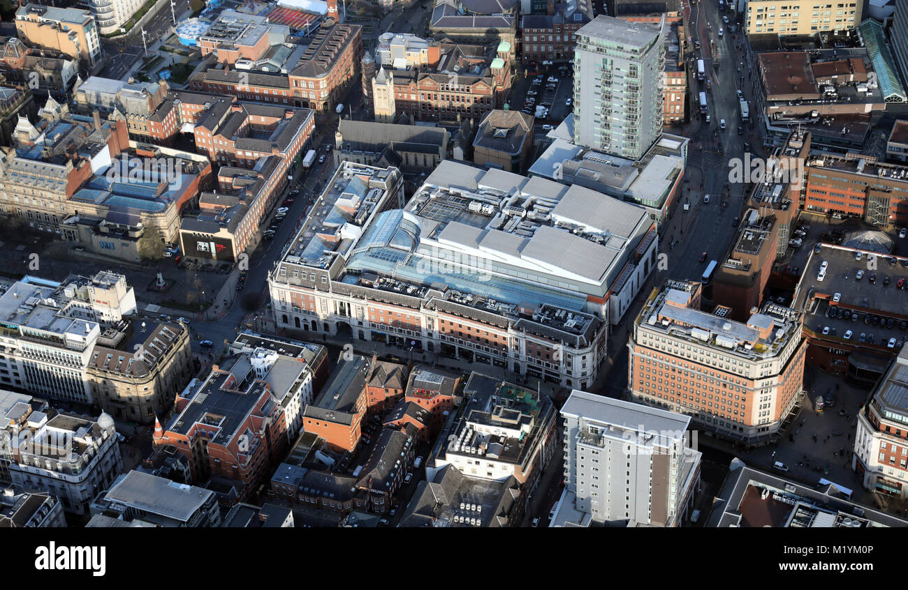 aerial view of The Light building on the Headrow, Leeds Stock Photo