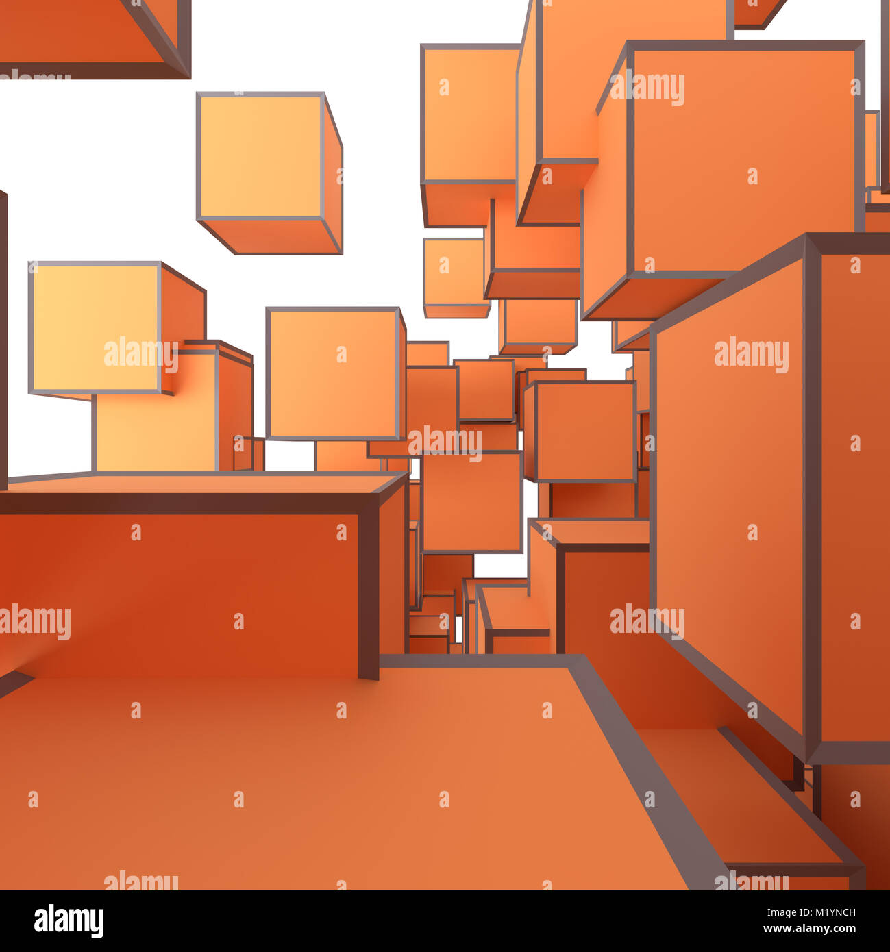 Abstract Image Of Cubes Background In Orange Toned Stock Photo - Alamy
