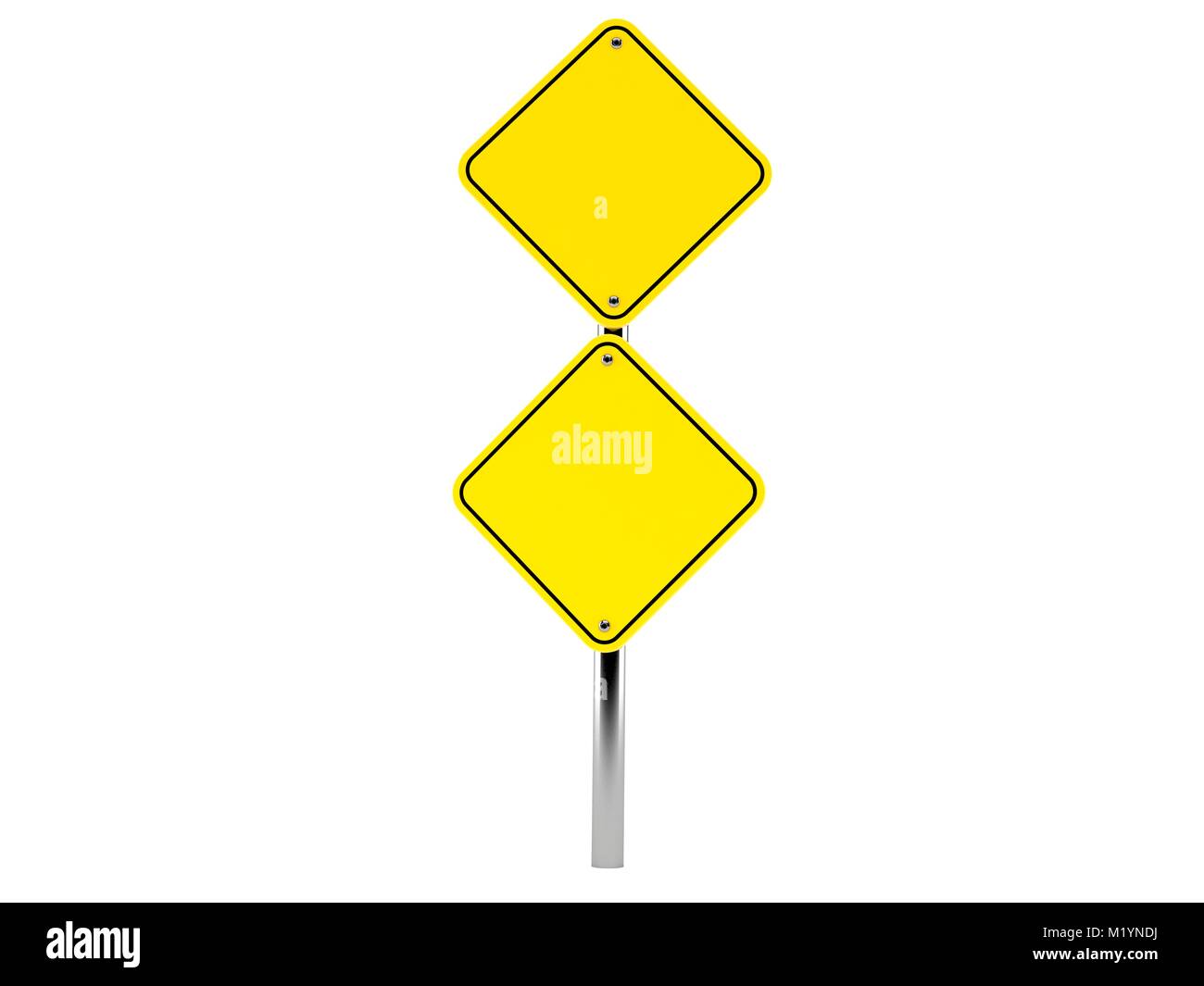 Blank road sign isolated on white background Stock Photo - Alamy