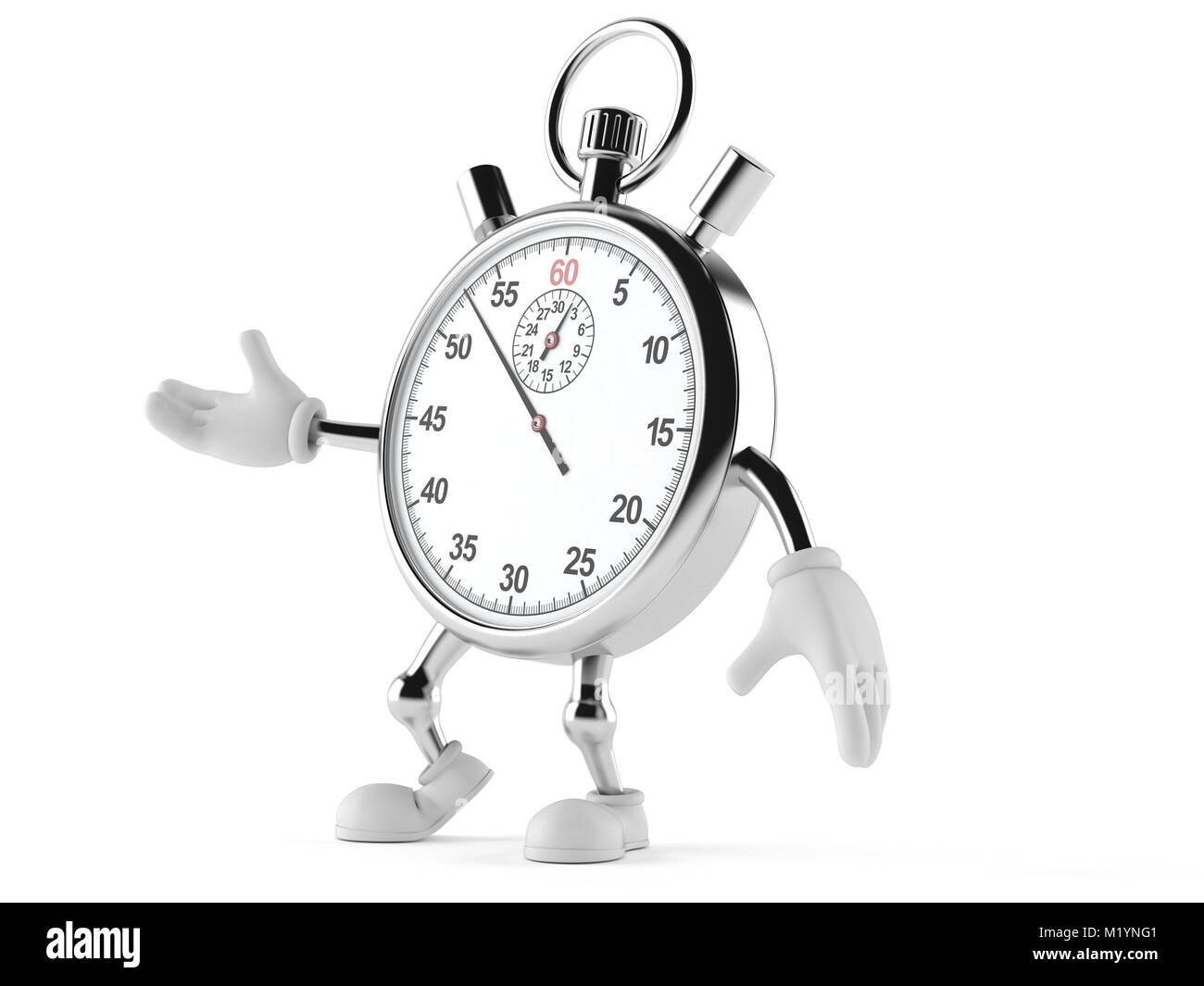 Stopwatch character isolated on white background Stock Photo - Alamy