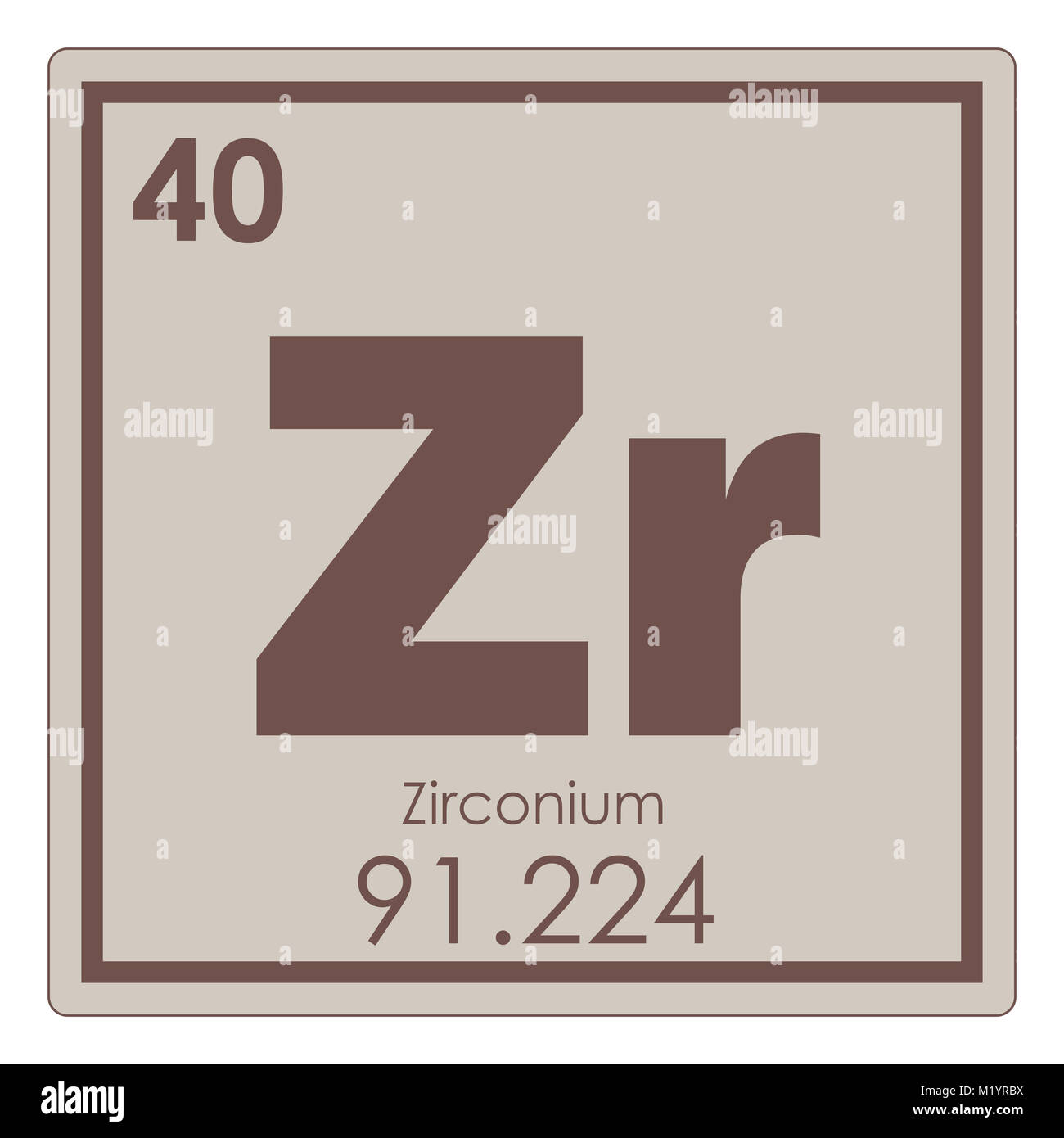 Zirconium chemical element periodic table science symbol Stock Photo
