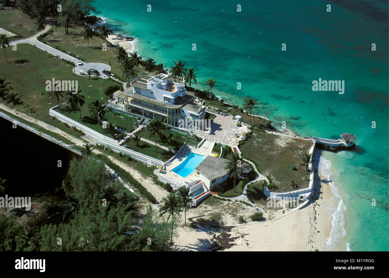 The Bahamas. Bimini Islands. Caribbean island. Bimini Hotel. Aerial. Stock Photo