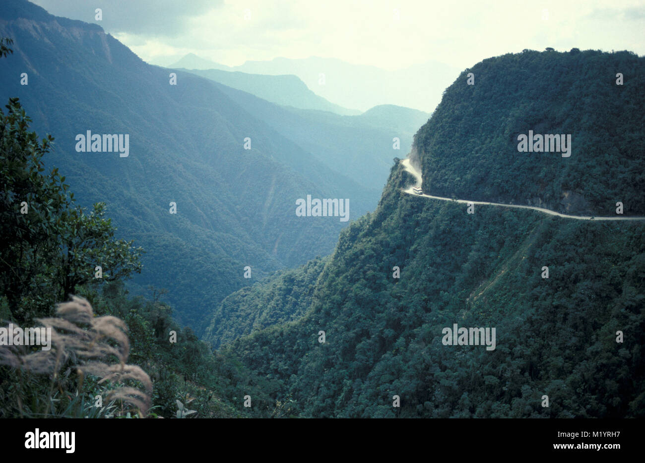 Bolivia. Near Coroico. Andes mountains. Famous but very dangerous road from La Paz to Coroico in the so called Yungas. Stock Photo