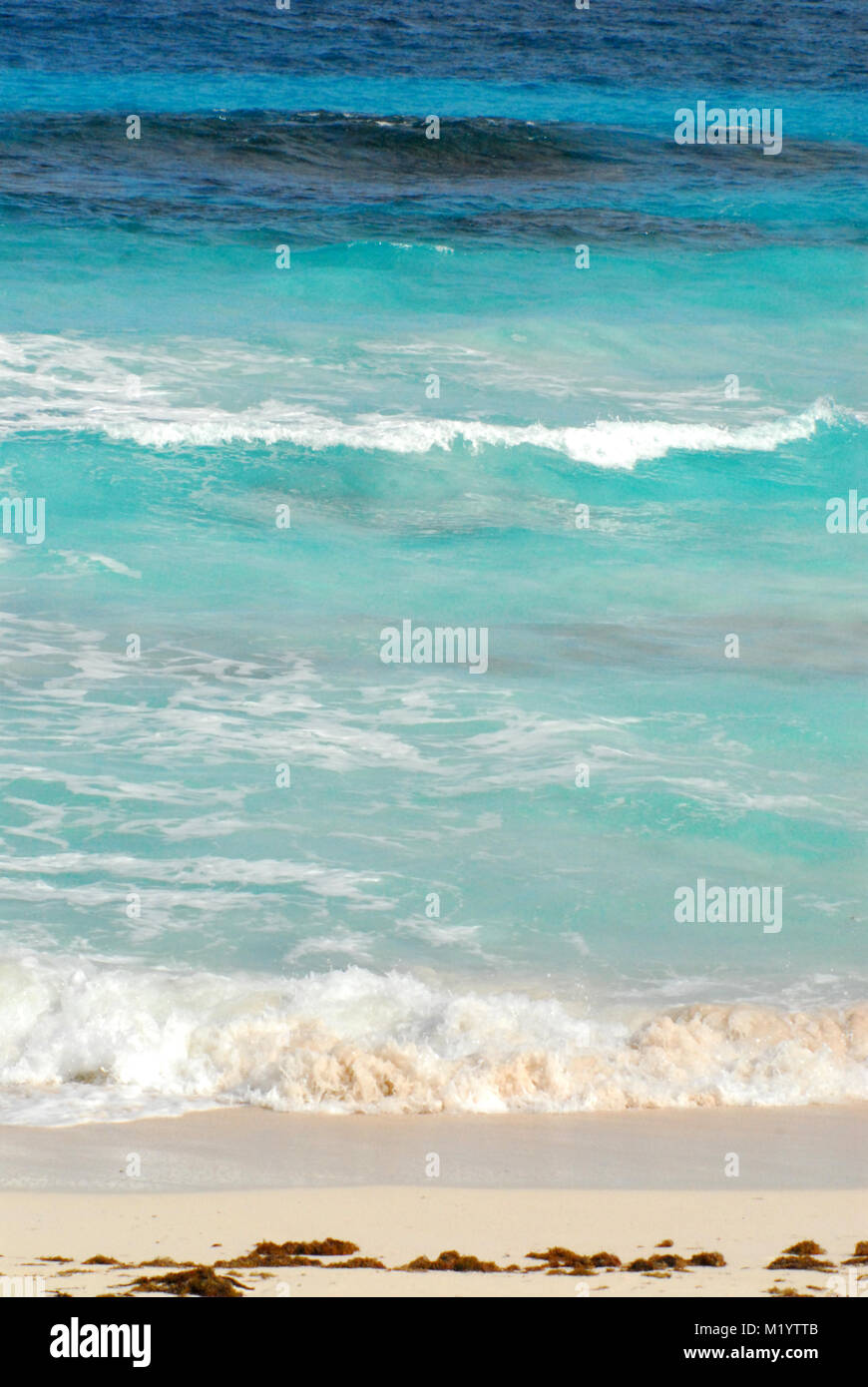 Bahamas- A beautiful vertical view of the turquoise sea surrounding the island of Eleuthera. Stock Photo