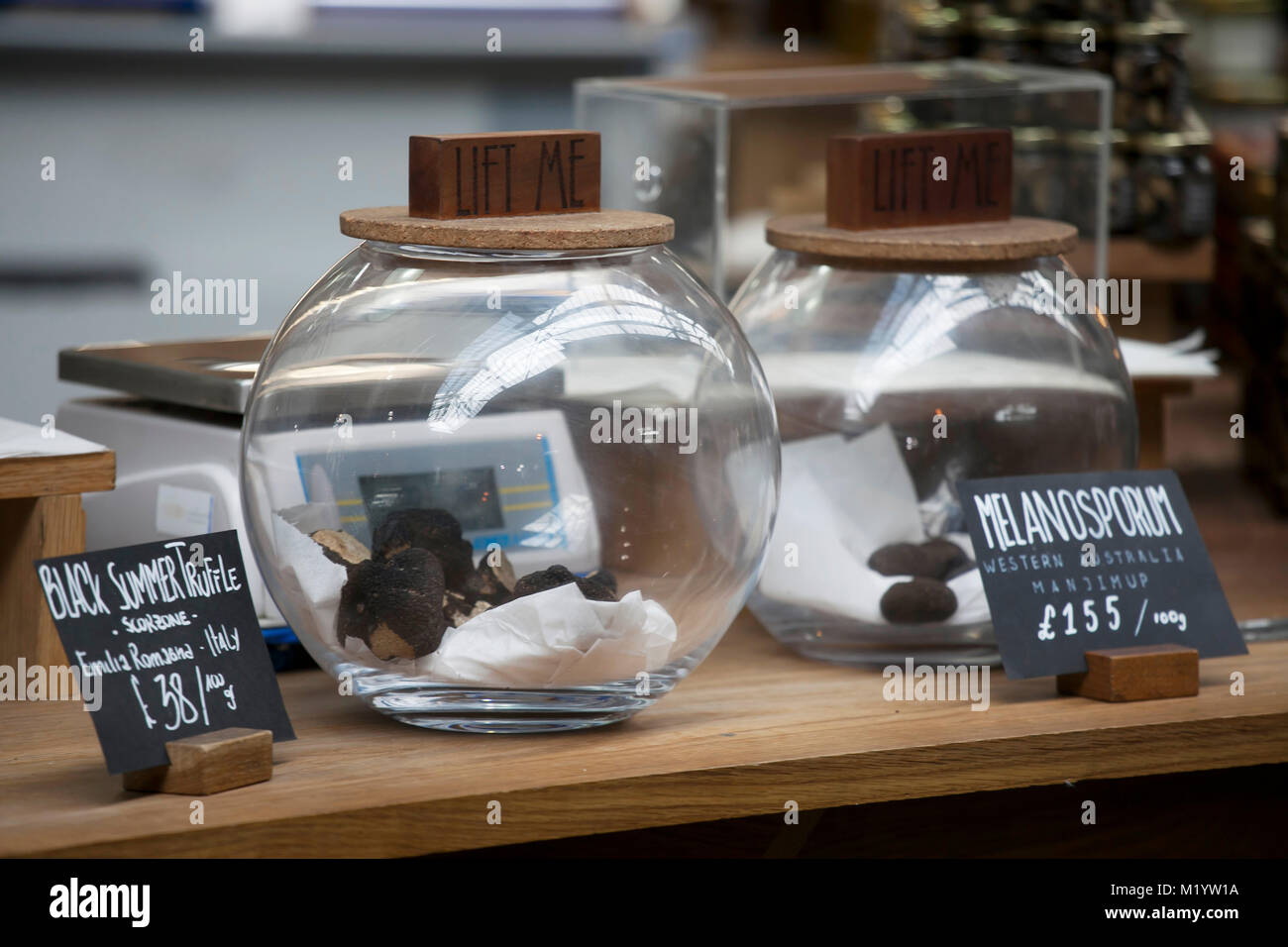 Black Truffles in preserving jar Stock Photo Alamy