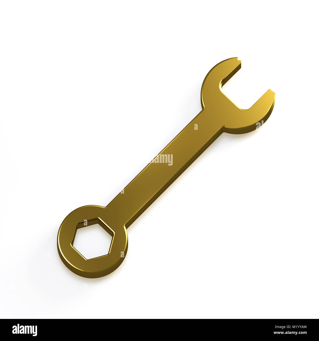Wrench Tool. 3D Gold Render Illustration Stock Photo