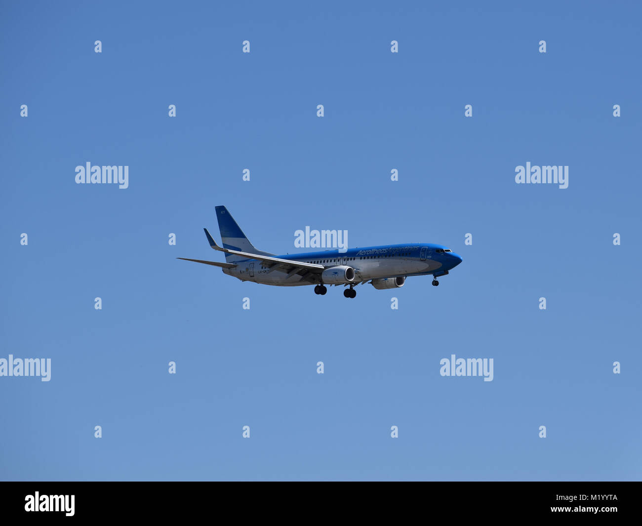 Buenos Aires/Argentina - 29-01-2018: Boeing 737-800 aircraft of Aerolineas Argentinas approaches Aeroparque Jorge Newbery airport, Buenos Aires Stock Photo
