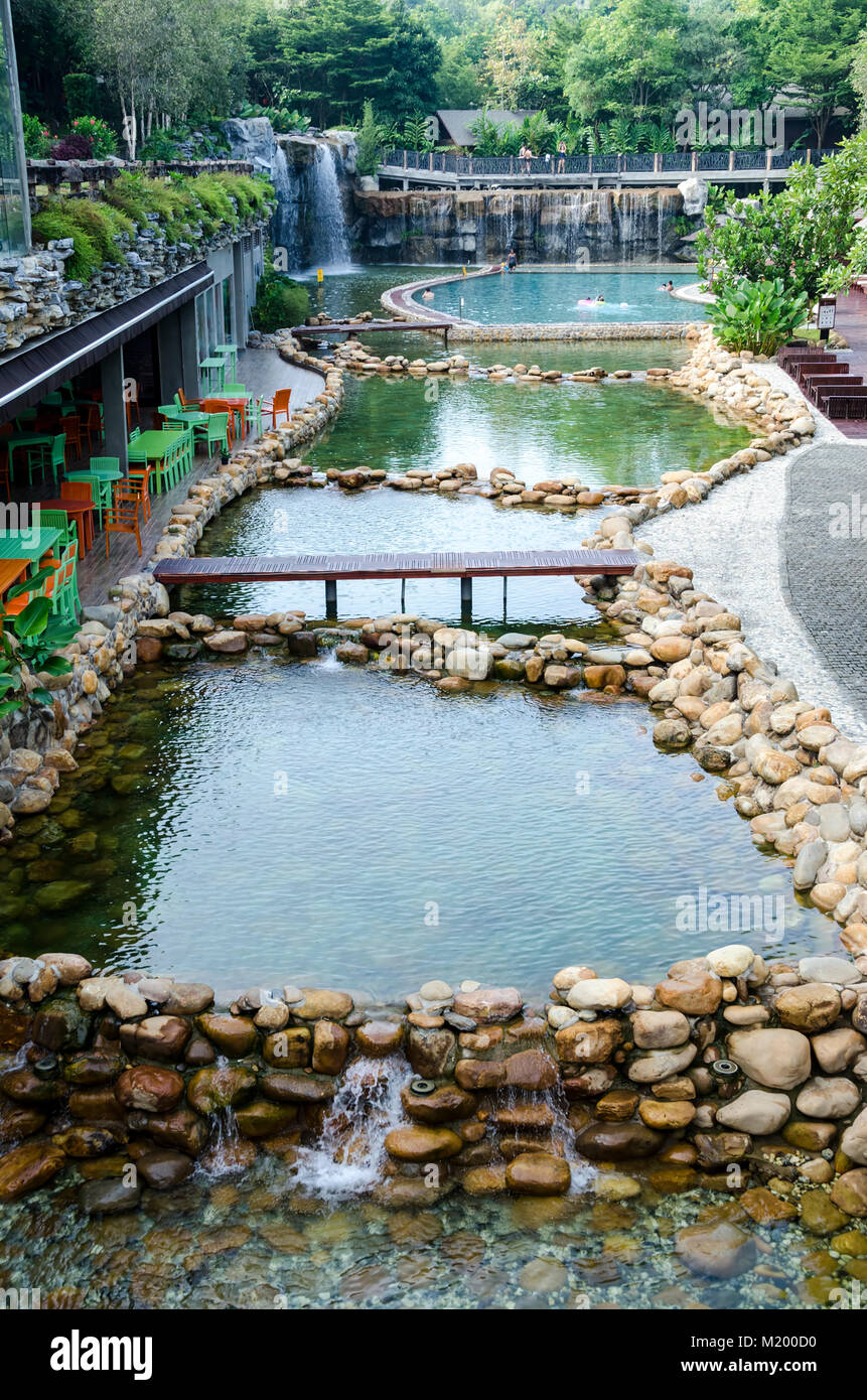 luxury cozy swimming pool swimming pool in tropical resort Stock