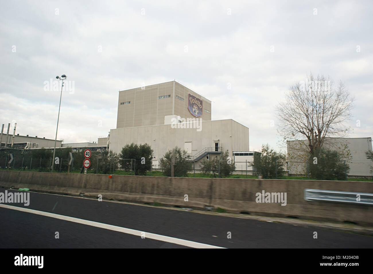 Pasta Factory Voiello A1 Milan Rome naples highway Stock Photo