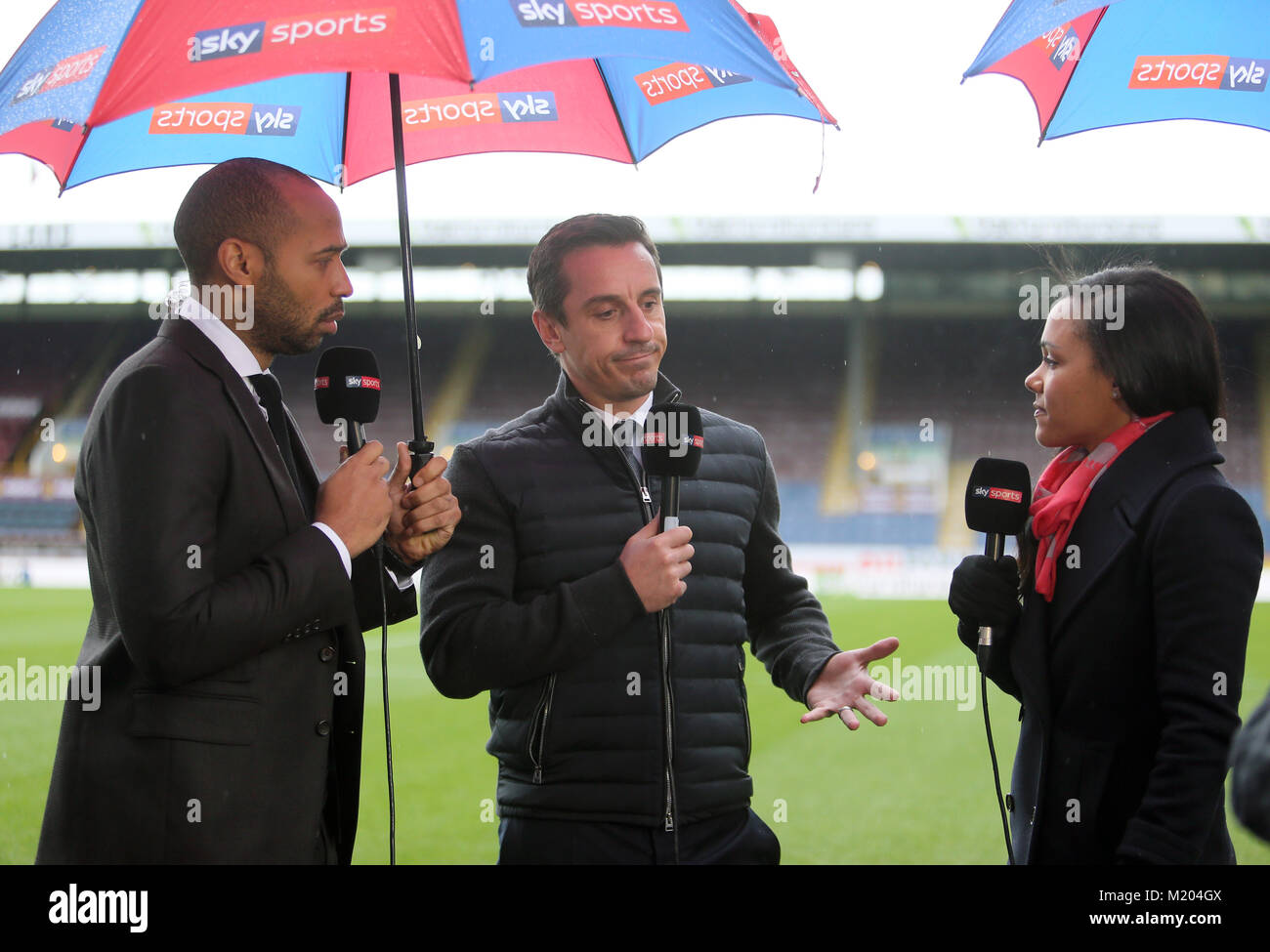 Sky Sports pundits (from left to right) Thierry Henry, Gary Neville and Alex  Scott before the Premier League match at Turf Moor, Burnley Stock Photo -  Alamy