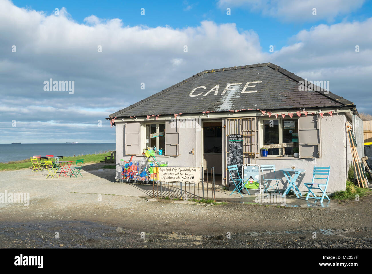 Lligwy Beach cafe and shop near Moelfre on Anglesey Stock Photo Alamy