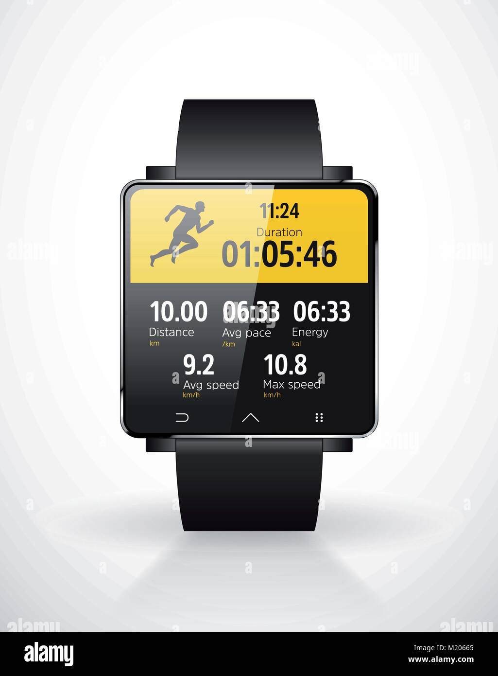 Sport smartwatch for runners - mobile application Stock Vector