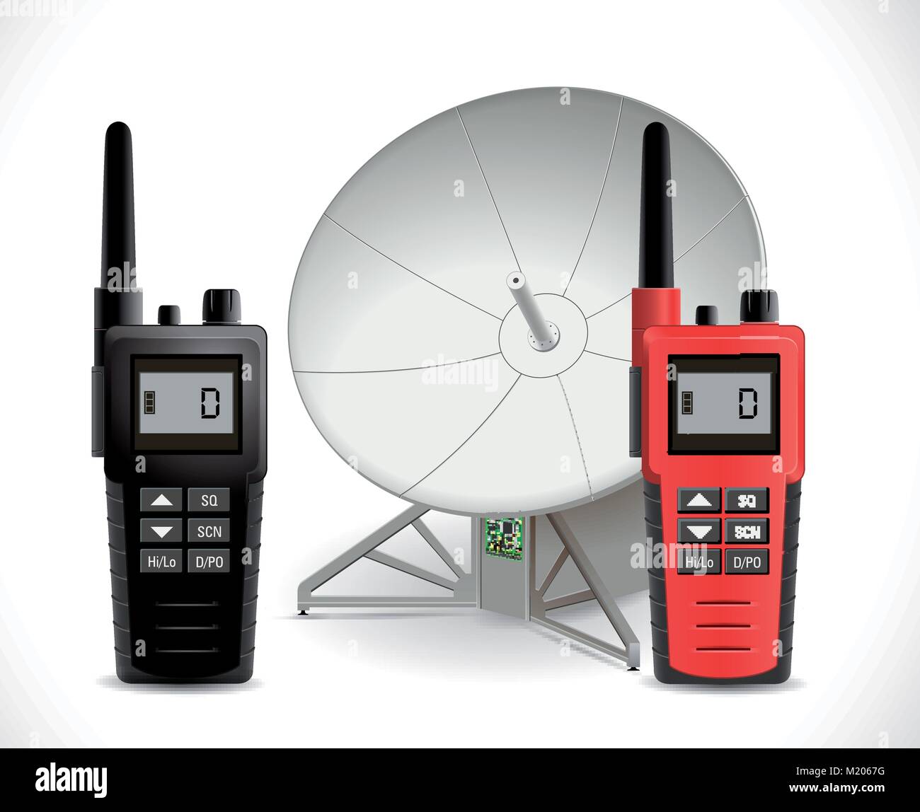 Satellite communications concept - walkie talkie radio Stock Vector