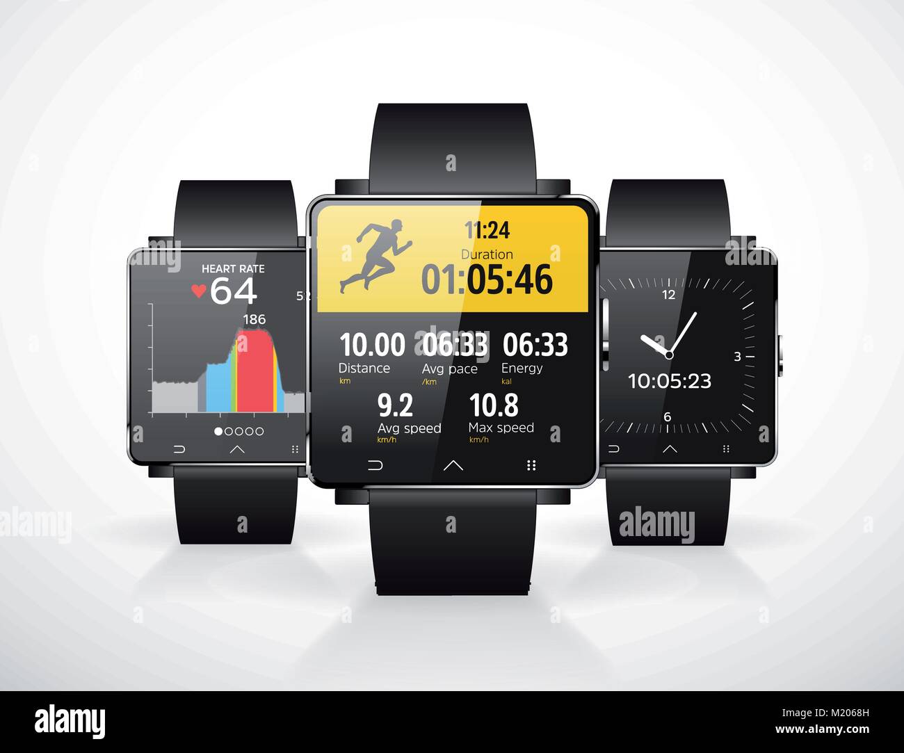 Sport smartwatch for runners - mobile application Stock Vector