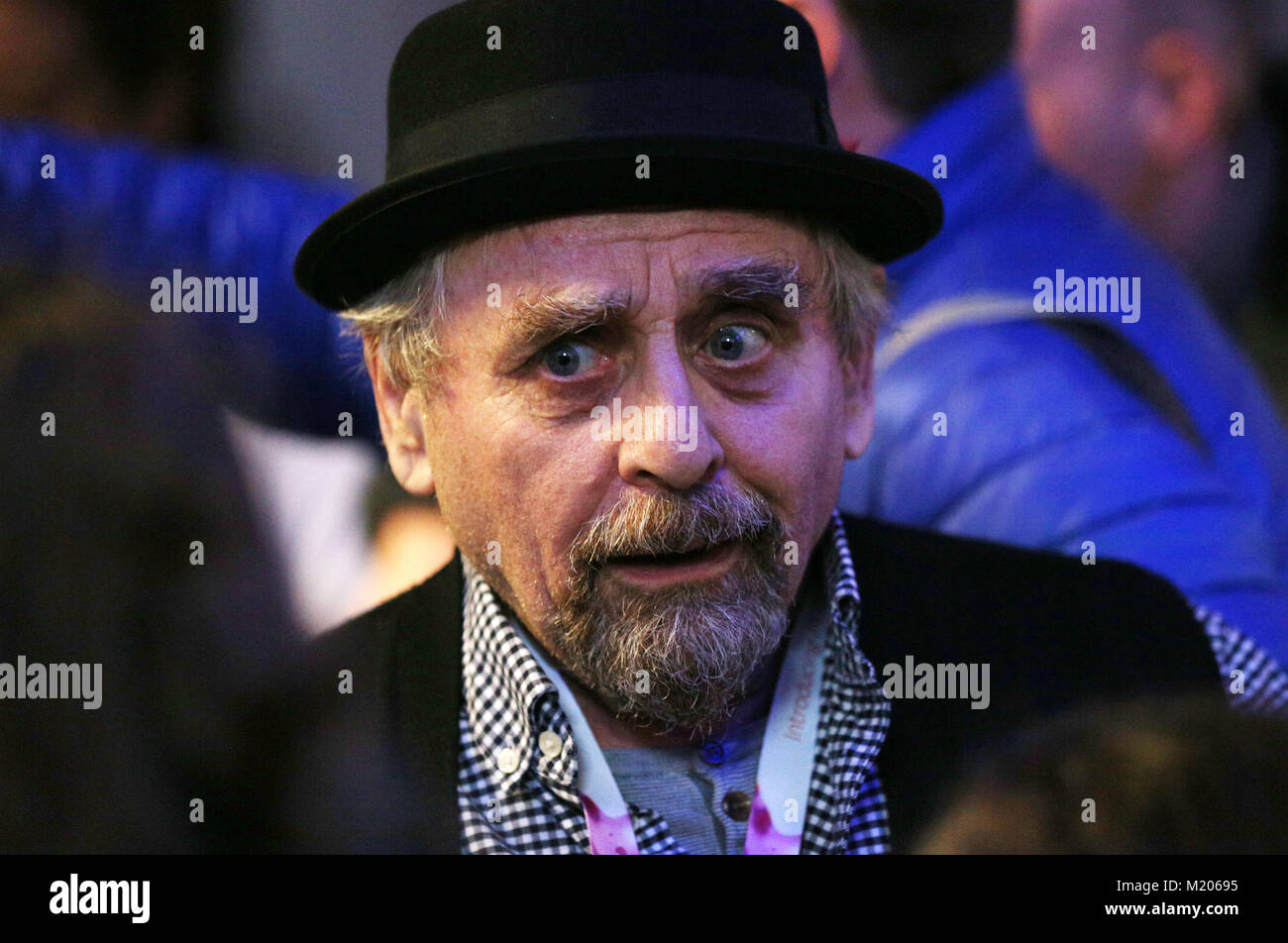 Former Doctor Who actor Sylvester McCoy at Edinburgh's Corn Exchange on the first day of Capital Sci-Fi Con, the pop culture, comic and movie convention which raises money for Children's Hospice Association Scotland (CHAS). Stock Photo