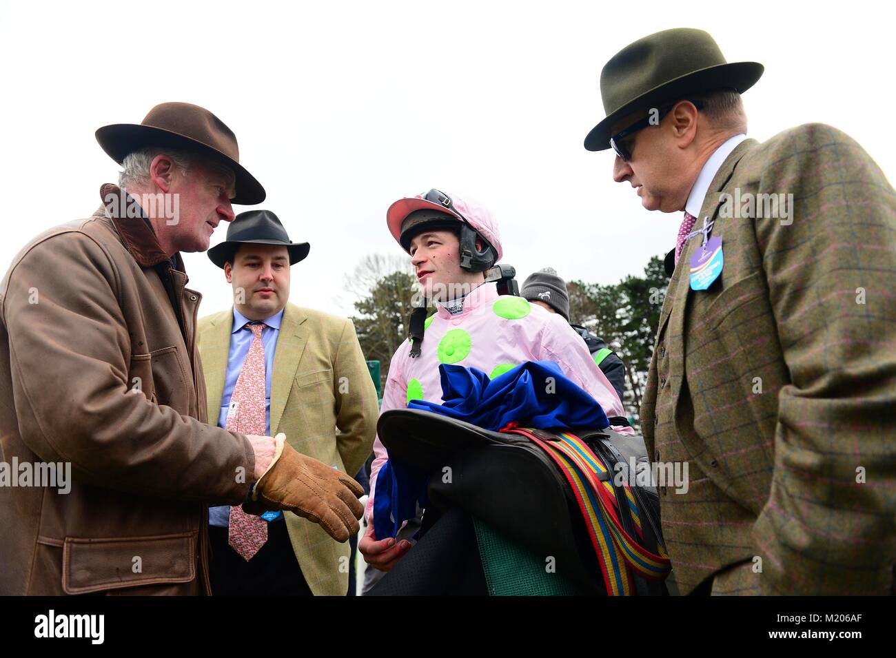 Jockey David Mullins with trainer Willie Mullins (left), owner Rich ...