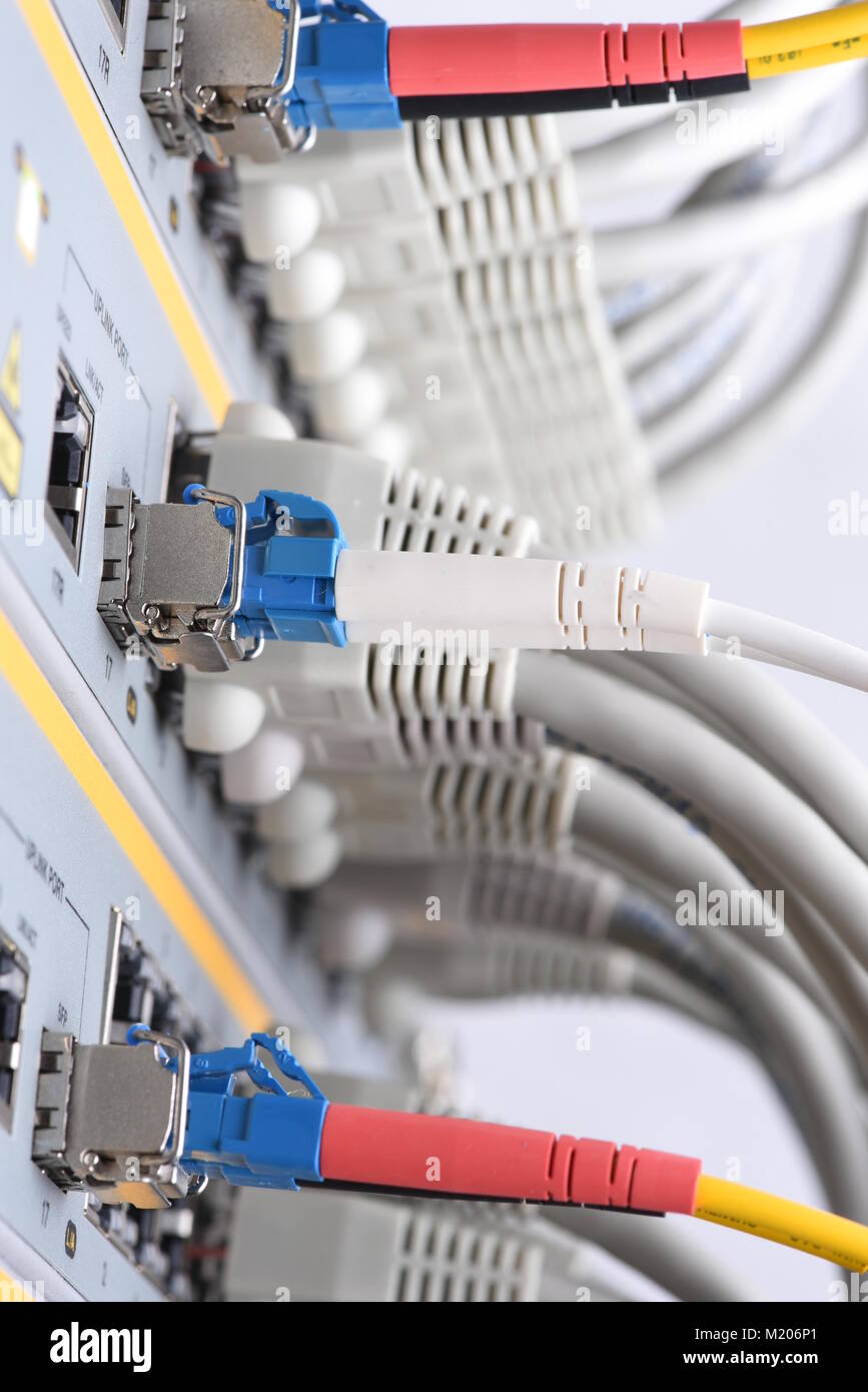 Network cable with switch in data center Stock Photo