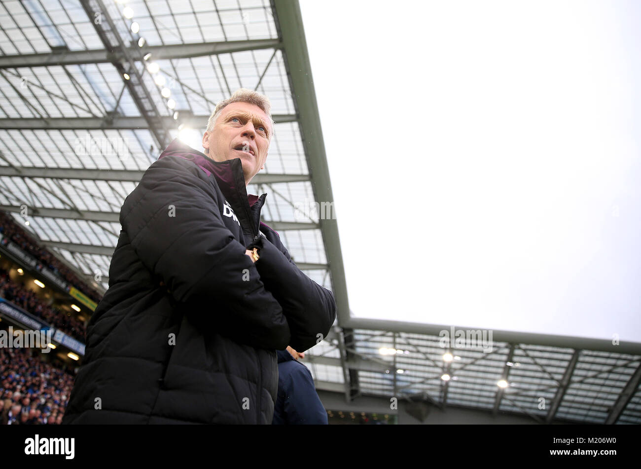 West Ham United manager David Moyes during the Premier League match at the AMEX Stadium, Brighton. Stock Photo