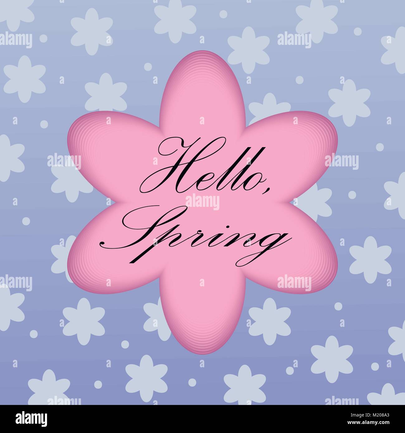 Hello Spring greeting card with colorful hand drawn flowers isolated on ...