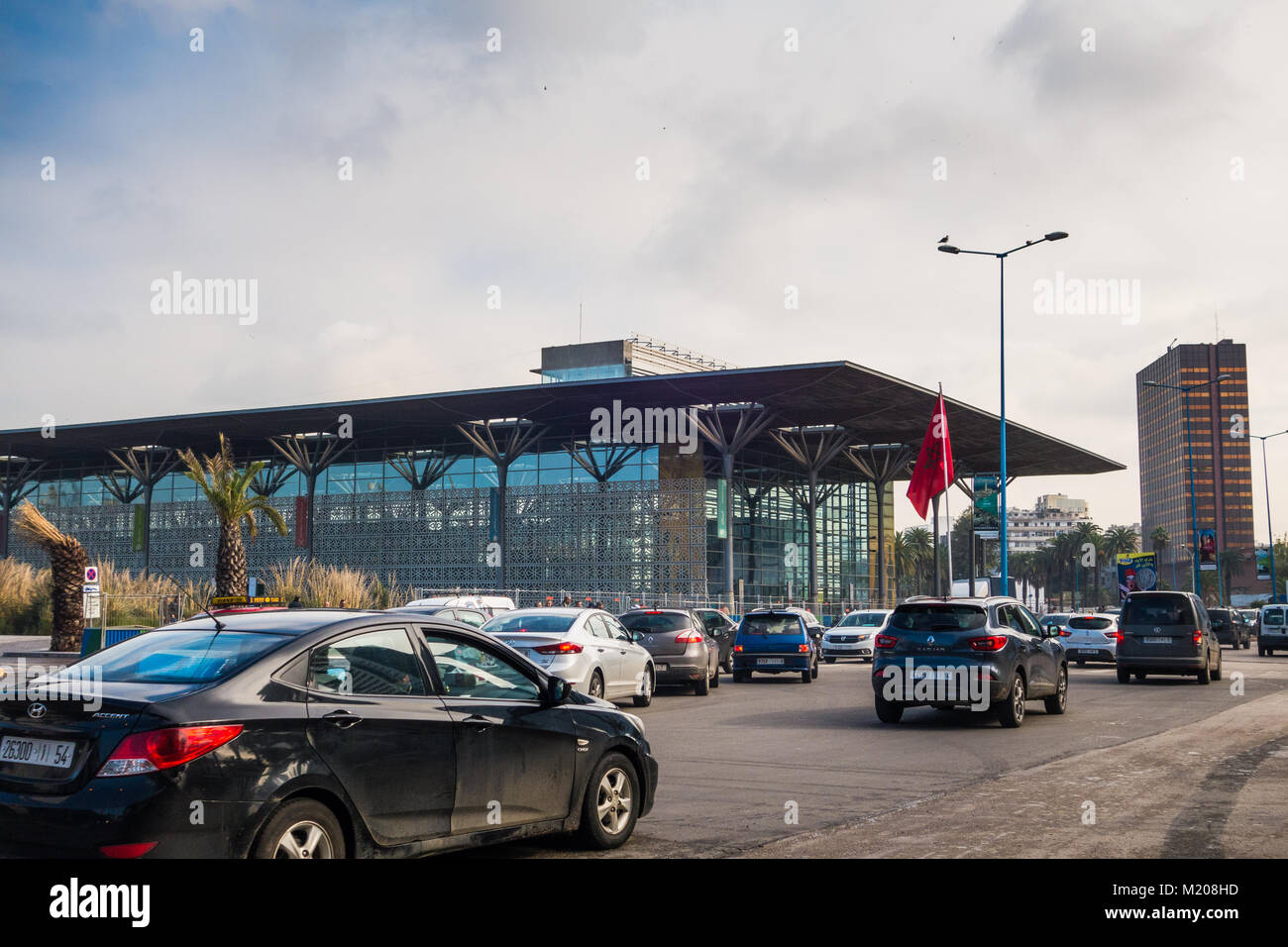 Casablanca, Morocco - 14 January 2018 : View of Casaport train station and traffic Stock Photo